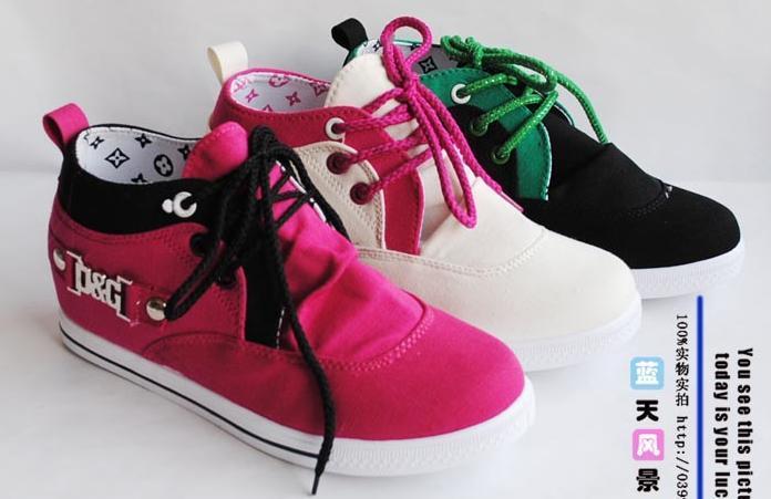 黑白红三色甜美女士隐形增高鞋