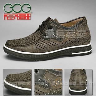 采用进口小牛皮、意式纯手工制作的一款棕色高贵男士内增高鞋